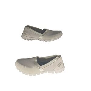 Skechers Lightweight Memory Foam Slip On Loafer Shoes Women's Size 7 Beige Mesh